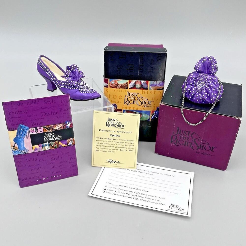 VTG 2K Just The Right Shoe & Purse Opulent Purple Signed by Raine 2K Ltd Ed QVC